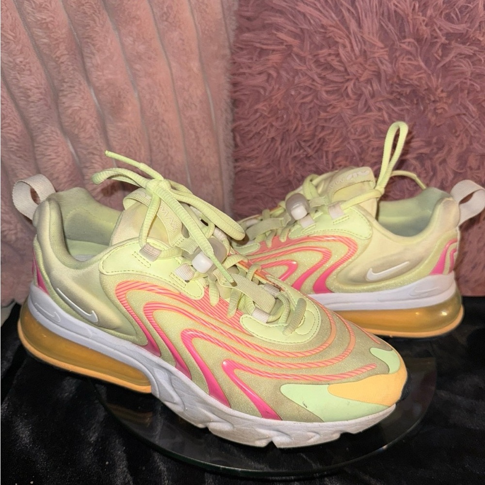 Nike Pink and Yellow Air Max Sneakers Dynamic Design